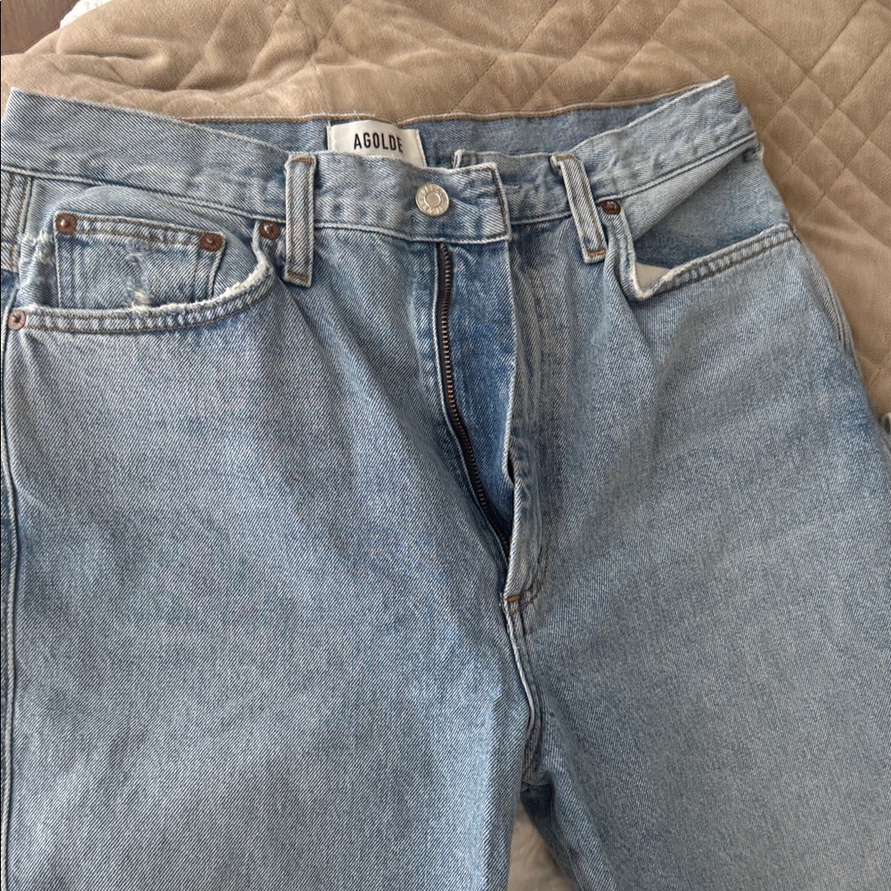 Agolde Cropped High-Rise Straight Jeans - Light Wash Blue - Riptide - Picture 2 of 5